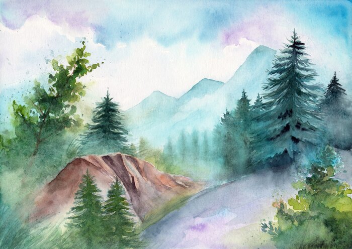 Poster  Panorama des Tatras sur aquarelles