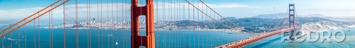 Poster  Panorama du Golden Gate Bridge avec la skyline de San Francisco en été, Californie, USA