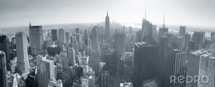 Poster  Panorama noir et blanc ville