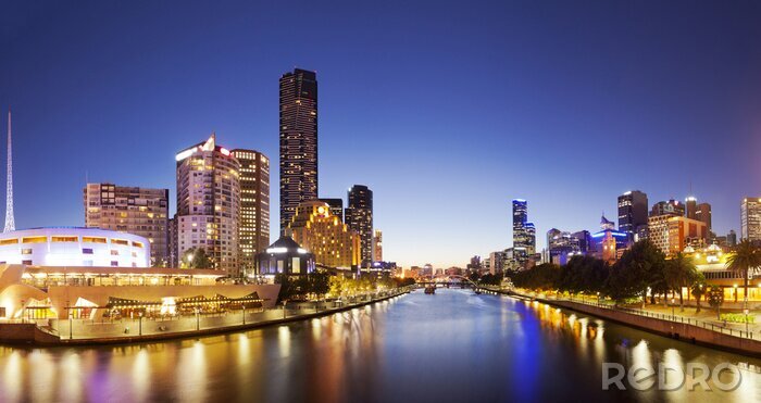 Poster  Panorama of downtown Melbourne at night