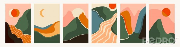 Poster  Panoramas de montagne dans des illustrations modernes