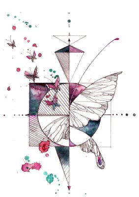 Poster  papillon abstrait