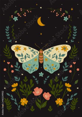 Poster  Papillon Boho aux ailes bicolores