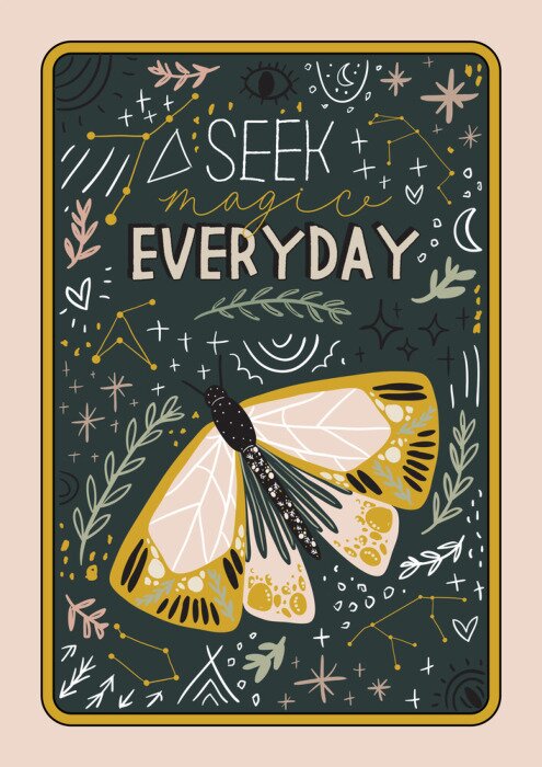 Poster  Papillon coloré et inscriptions