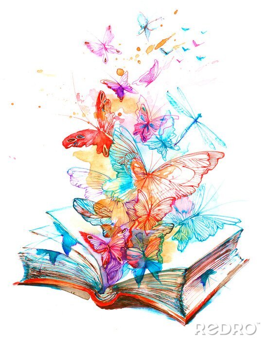 Poster  Papillons colorés volant hors du livre