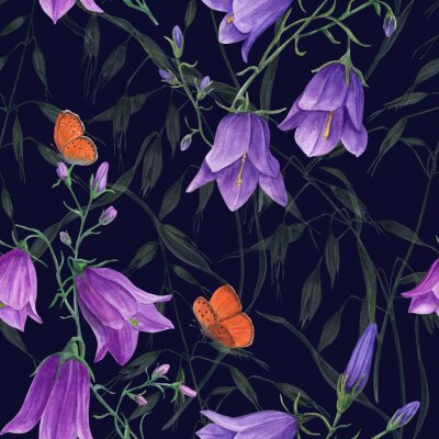 Poster  Papillons dans les bosquets de fleurs