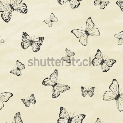 Poster  Papillons vintage sur fond clair