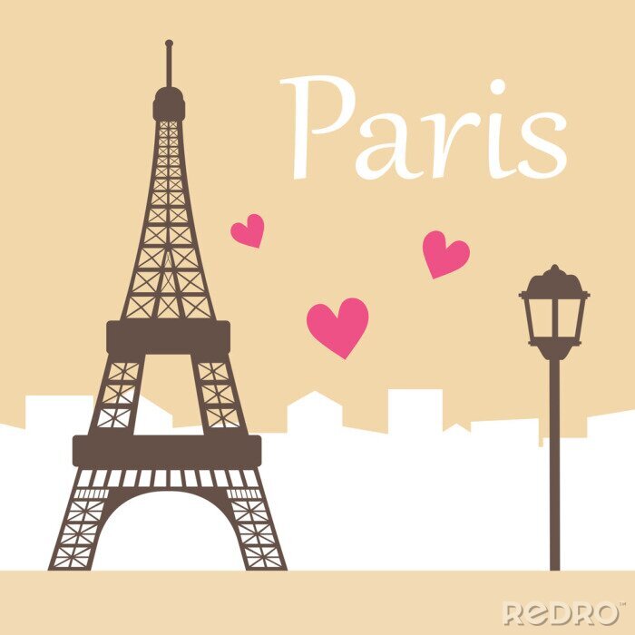 Poster  Paris dans l'illustration avec la tour eiffel