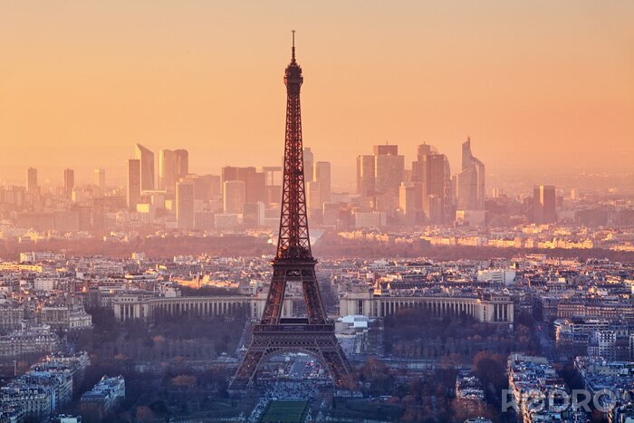 Poster  Paris la Tour Eiffel ciel rose