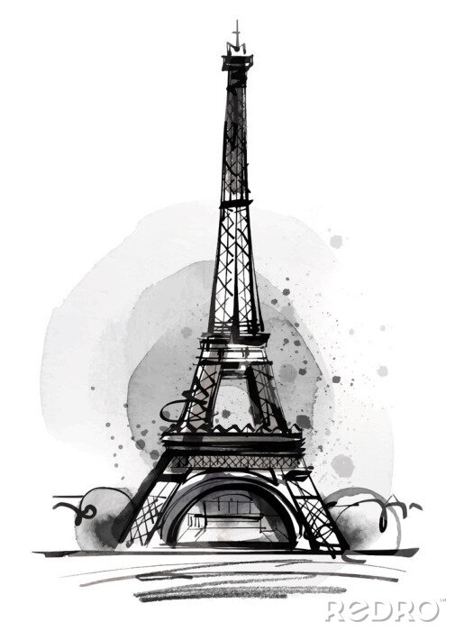 Poster  Paris la Tour Eiffel en noir et blanc