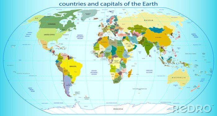 Poster  pays et capitales du monde. Vector illustration