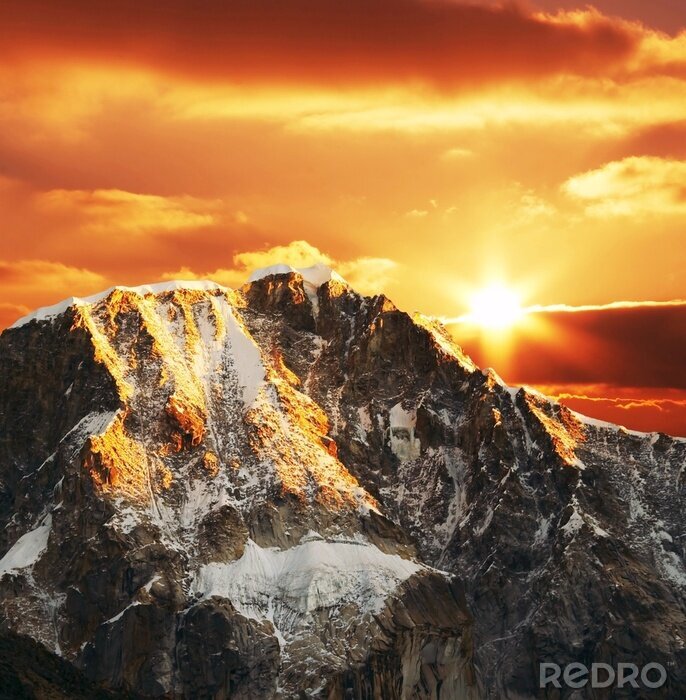 Poster  paysage 3d avec coucher de soleil