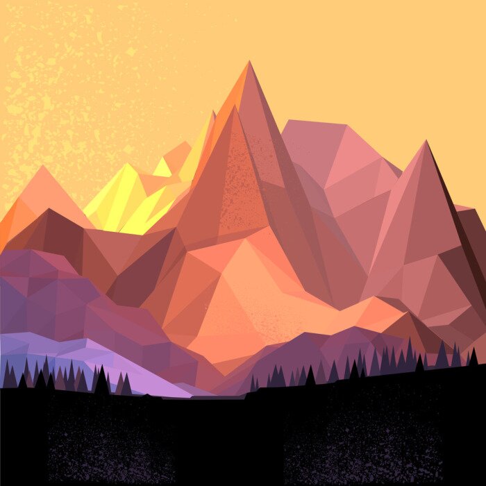 Poster  paysage 3d avec des montagnes