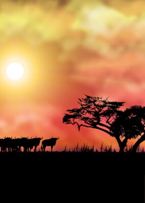 Poster  Paysage africain avec savane