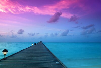 Paysage avec coucher de soleil aux Maldives
