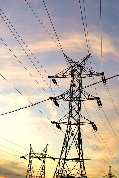 Poster  Paysage avec lignes à haute tension