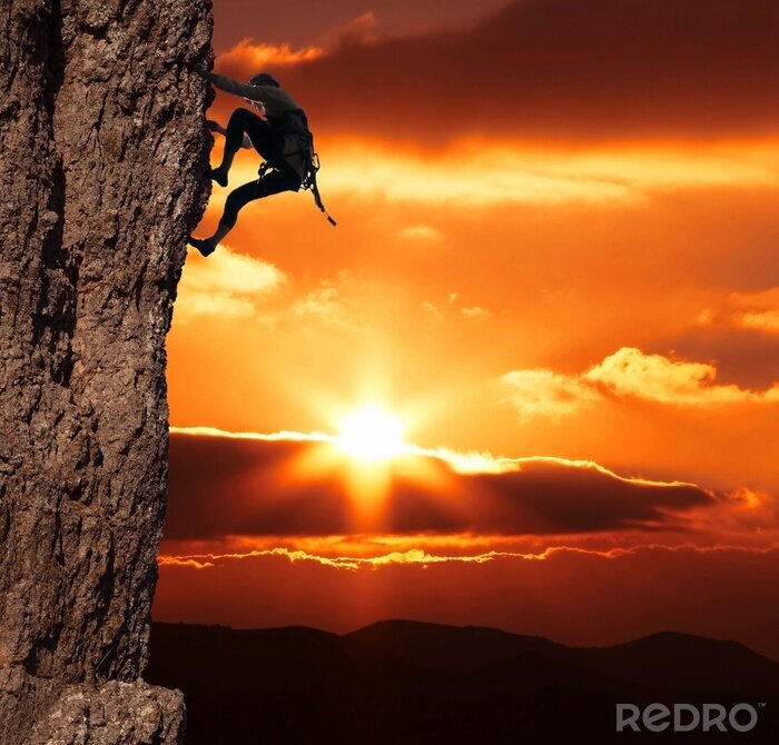 Poster  Paysage avec un grimpeur