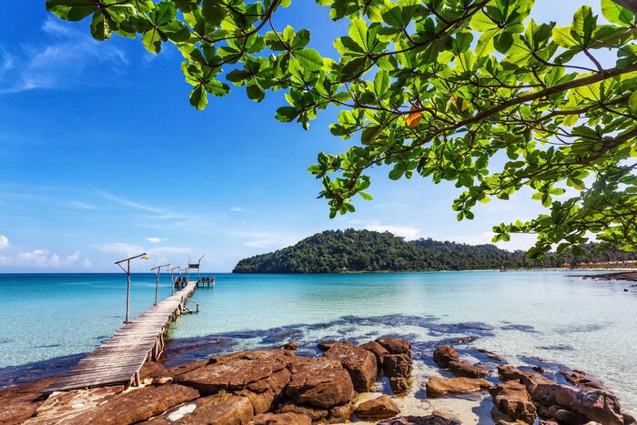 Poster  Paysage avec une jetée en bois