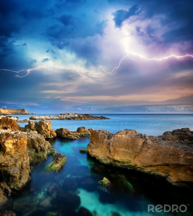Poster  Paysage avec une tempête sur la mer