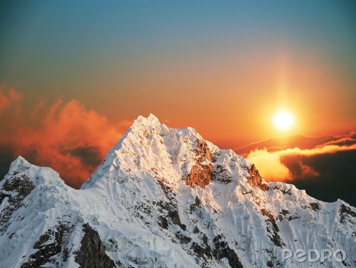 Poster  Paysage d'hiver des sommets des montagnes
