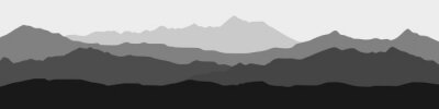 Paysage de contour noir et blanc des chaînes de montagnes