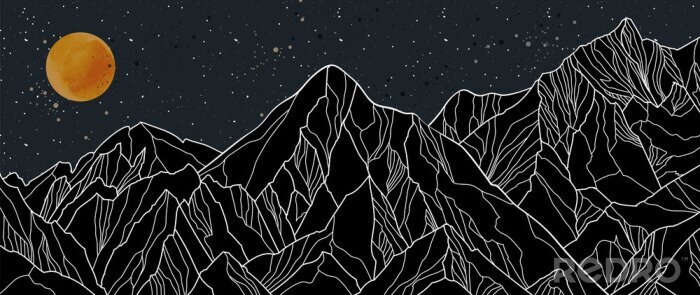 Poster  Paysage de nuit avec des montagnes