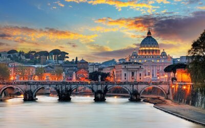 Paysage de Rome au coucher du soleil
