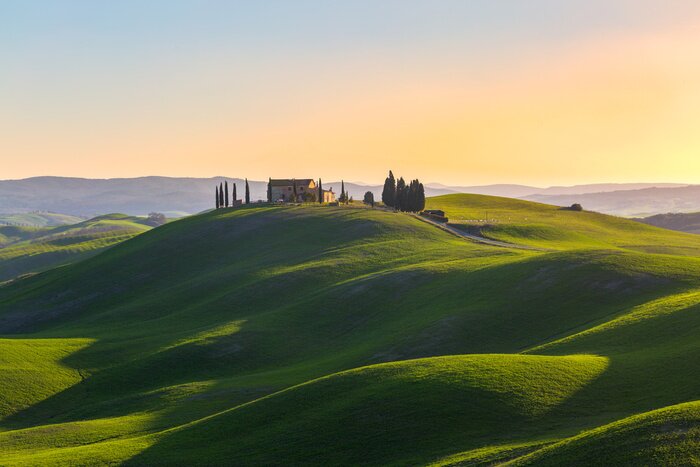 Poster  Paysage de Toscane avec des collines vertes