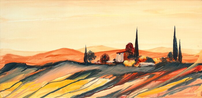 Poster  Paysage de Toscane peint à la peinture