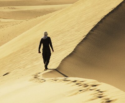 Poster  Paysage désertique avec un homme