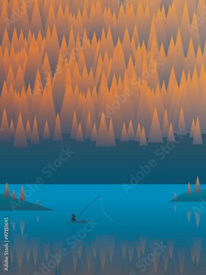 Poster  Paysage forestier abstrait sous forme graphique