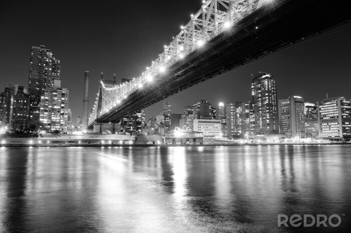 Poster  Paysage noir et blanc nuit à New York