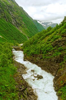 Poster  Paysage norvégien avec une rivière de montagne