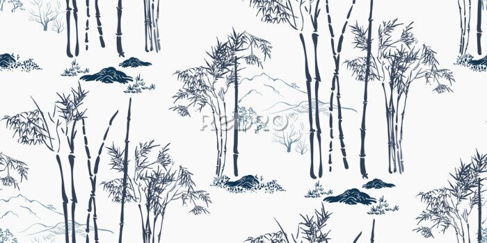 Poster  Paysage oriental de bambou