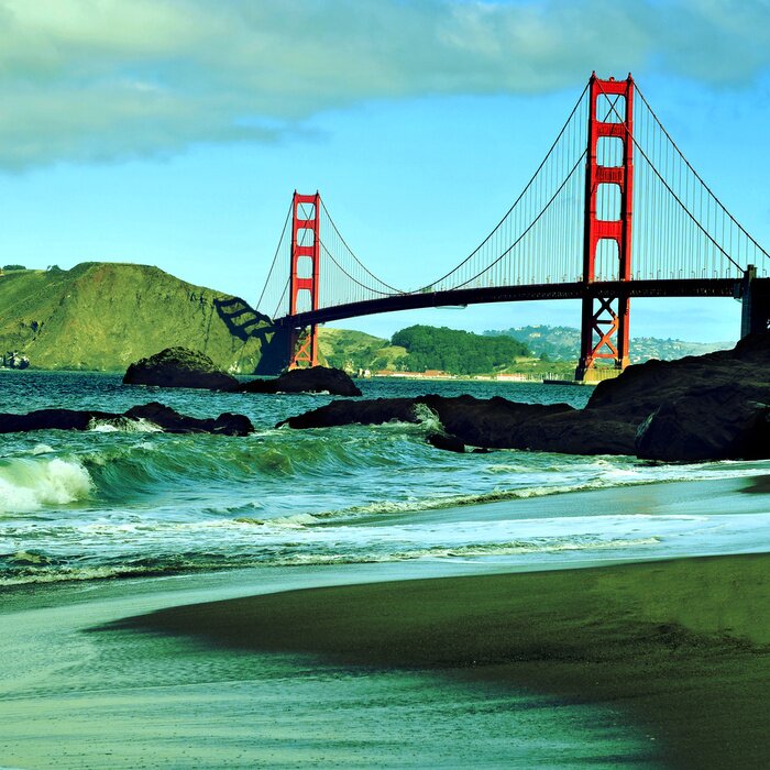 Poster  Paysage pittoresque et Golden Gate Bridge