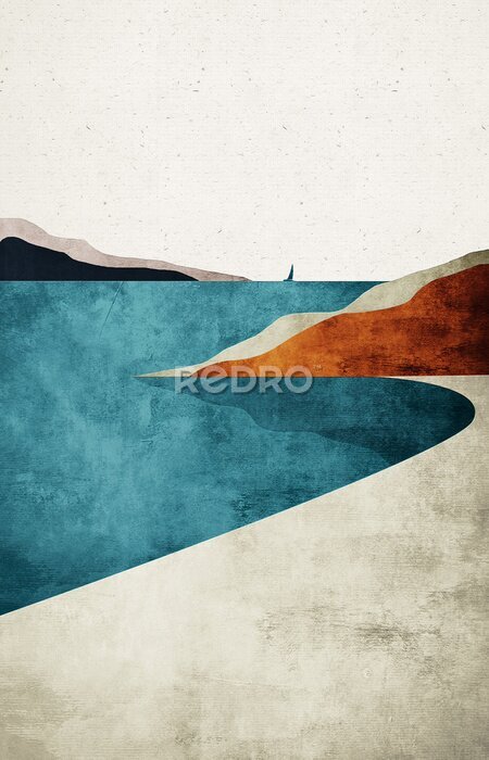 Poster  Paysage turquoise minimaliste