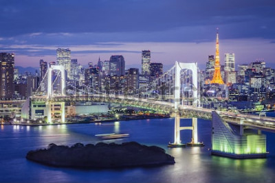 Poster  Paysage urbain et pont à Tokyo