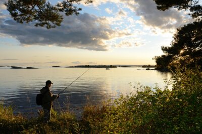 Pêche du soir dans la mer