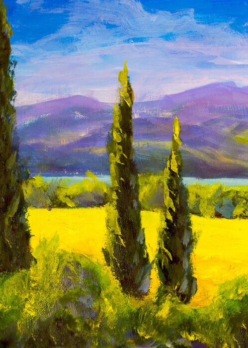 Poster  Peinture de la Toscane et des cyprès