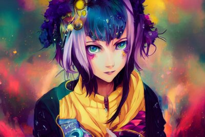 Poster  Personnage d'anime cyberpunk