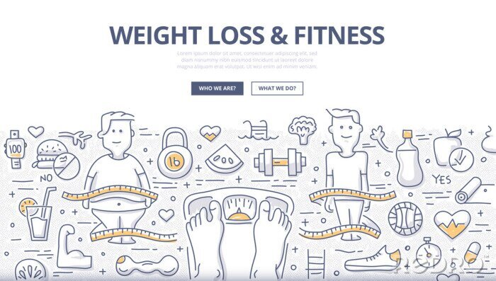 Poster  Perte de poids et Fitness Doodle Concept