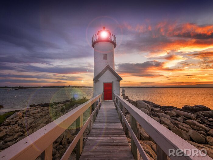 Poster  Phare avec une passerelle 3D