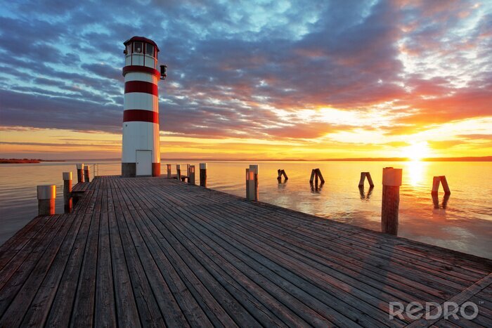 Poster  Phare maritime avec des rayures