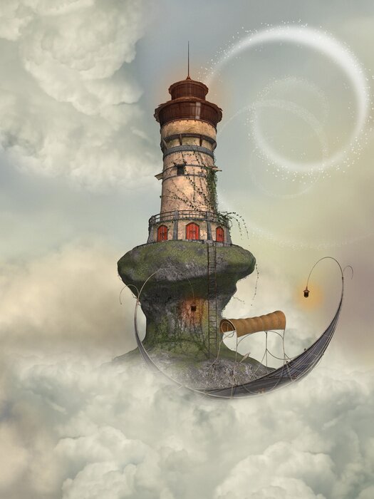 Poster  Phare maritime dans les nuages