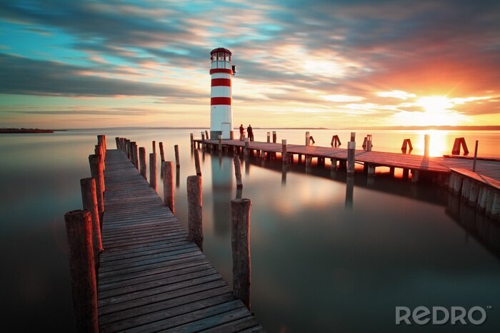 Poster  Phare maritime et passerelle en bois