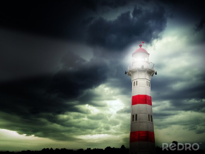 Poster  Phare maritime nuages d'orage