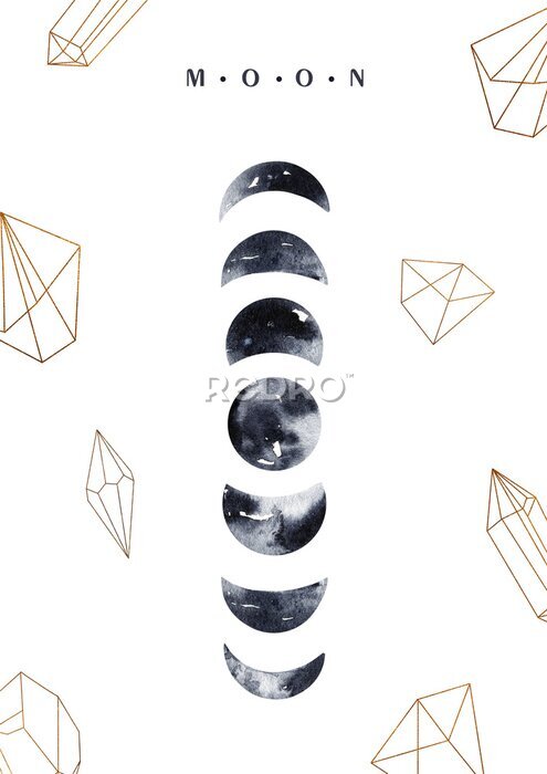 Poster  Phases de la lune dans une composition minimaliste