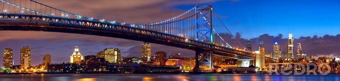 Poster  Philadelphie skyline panorama au crépuscule, États-Unis