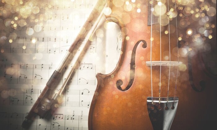 Poster  Photo de violon et notes de musique