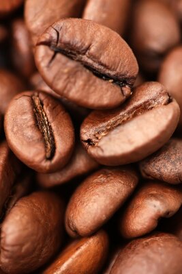Photo en gros plan de grains de café brun clair